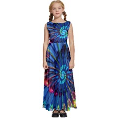 Top Peacock Feathers Kids  Satin Sleeveless Maxi Dress by Ket1n9