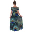 Feathers Art Peacock Sheets Patterns Off Shoulder Open Front Chiffon Dress View2