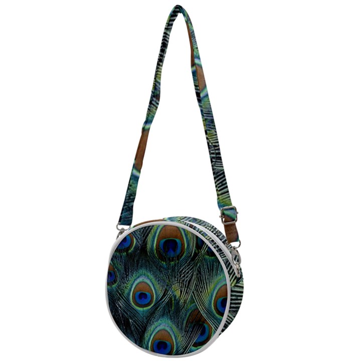 Feathers Art Peacock Sheets Patterns Crossbody Circle Bag