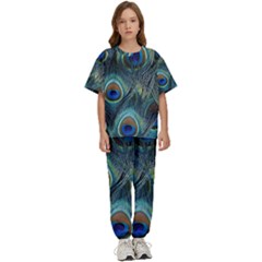 Feathers Art Peacock Sheets Patterns Kids  T-shirt And Pants Sports Set by Ket1n9