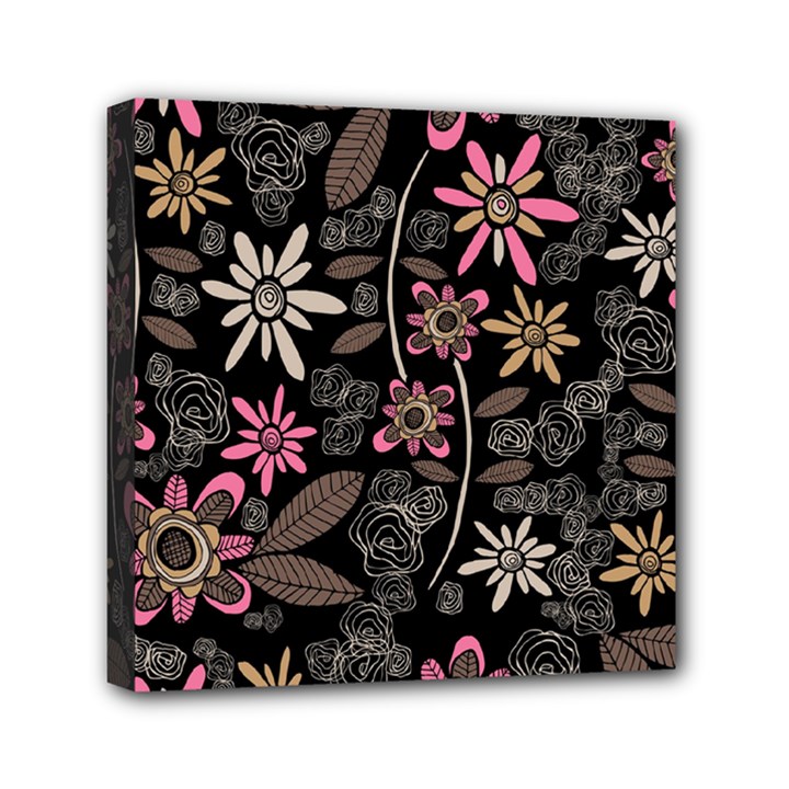 Flower Art Pattern Mini Canvas 6  x 6  (Stretched)