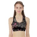 Flower Art Pattern Sports Bra with Border View1