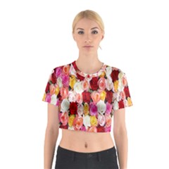 Rose Color Beautiful Flowers Cotton Crop Top by Ket1n9