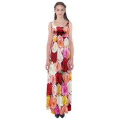 Rose Color Beautiful Flowers Empire Waist Maxi Dress by Ket1n9