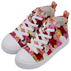 Rose Color Beautiful Flowers Kids  Mid-top Canvas Sneakers by Ket1n9