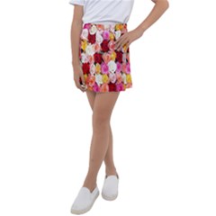 Rose Color Beautiful Flowers Kids  Tennis Skirt by Ket1n9