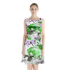 Horse Horses Animal World Green Sleeveless Waist Tie Chiffon Dress by Ket1n9