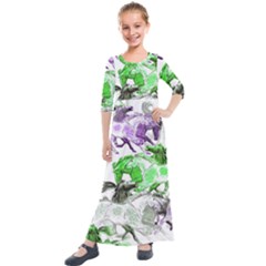 Horse Horses Animal World Green Kids  Quarter Sleeve Maxi Dress by Ket1n9