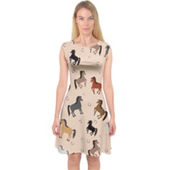 Horses For Courses Pattern Capsleeve Midi Dress by Ket1n9