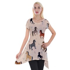 Horses For Courses Pattern Short Sleeve Side Drop Tunic by Ket1n9