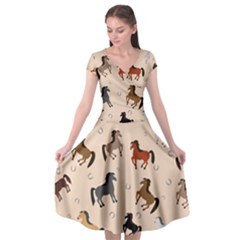 Horses For Courses Pattern Cap Sleeve Wrap Front Dress by Ket1n9