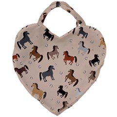 Horses For Courses Pattern Giant Heart Shaped Tote by Ket1n9