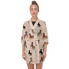 Horses For Courses Pattern Half Sleeve Chiffon Kimono by Ket1n9