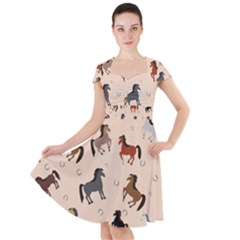 Horses For Courses Pattern Cap Sleeve Midi Dress by Ket1n9