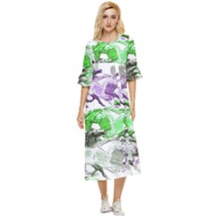 Horse Horses Animal World Green Double Cuff Midi Dress by Ket1n9