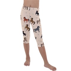 Horses For Courses Pattern Kids  Lightweight Velour Capri Leggings  by Ket1n9