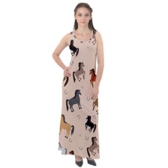 Horses For Courses Pattern Sleeveless Velour Maxi Dress by Ket1n9