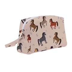 Horses For Courses Pattern Wristlet Pouch Bag (medium) by Ket1n9