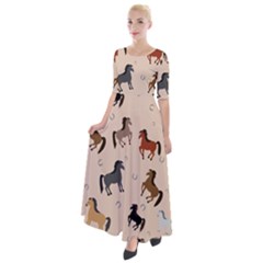 Horses For Courses Pattern Half Sleeves Maxi Dress by Ket1n9