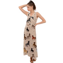 Horses For Courses Pattern V-neck Chiffon Maxi Dress by Ket1n9