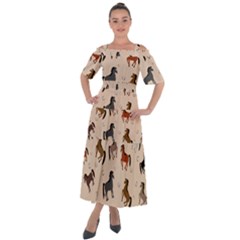 Horses For Courses Pattern Shoulder Straps Boho Maxi Dress  by Ket1n9