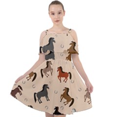 Horses For Courses Pattern Cut Out Shoulders Chiffon Dress by Ket1n9