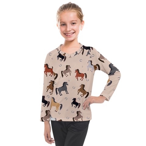 Horses For Courses Pattern Kids  Long Mesh T-shirt by Ket1n9