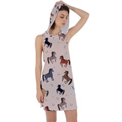 Horses For Courses Pattern Racer Back Hoodie Dress by Ket1n9