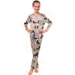 Horses For Courses Pattern Kids  Satin Long Sleeve Pajamas Set by Ket1n9