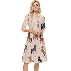 Horses For Courses Pattern Classy Knee Length Dress by Ket1n9