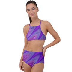 Purple Star Sun Sunshine Fractal Halter Tankini Set by Ket1n9