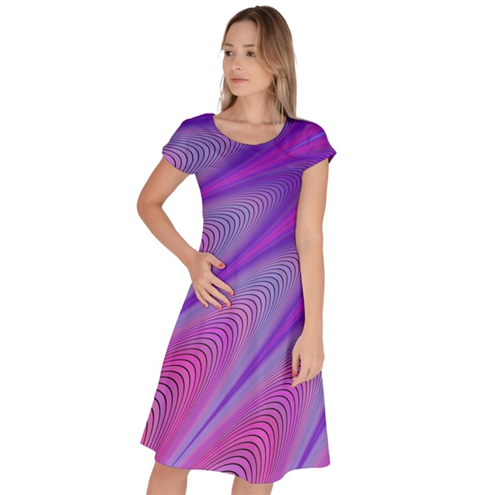 Purple Star Sun Sunshine Fractal Classic Short Sleeve Dress