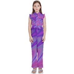 Purple Star Sun Sunshine Fractal Kids  Sleeveless Ruffle Edge Band Collar Chiffon One Piece by Ket1n9