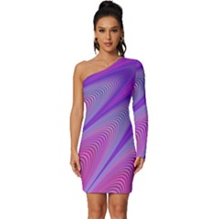 Purple Star Sun Sunshine Fractal Long Sleeve One Shoulder Mini Dress by Ket1n9