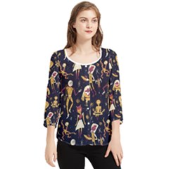 Alien Surface Pattern Chiffon Quarter Sleeve Blouse by Ket1n9