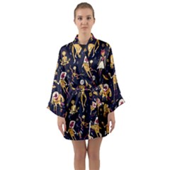 Alien Surface Pattern Long Sleeve Satin Kimono