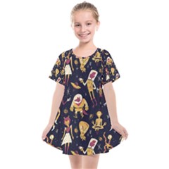 Alien Surface Pattern Kids  Smock Dress by Ket1n9