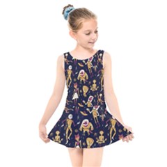 Alien Surface Pattern Kids  Skater Dress Swimsuit by Ket1n9