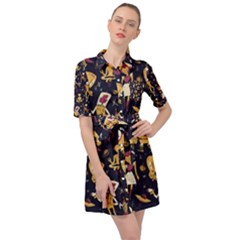 Alien Surface Pattern Belted Shirt Dress by Ket1n9