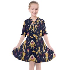 Alien Surface Pattern Kids  All Frills Chiffon Dress by Ket1n9