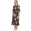 Alien Surface Pattern Bow Sleeve Chiffon Midi Dress View2