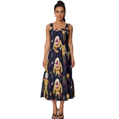 Alien Surface Pattern Square Neckline Tiered Midi Dress by Ket1n9