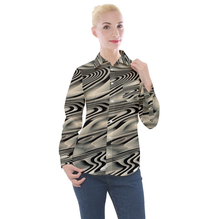 Alien Planet Surface Women s Long Sleeve Pocket Shirt