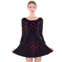 Abstract Pattern Honeycomb Long Sleeve Velvet Skater Dress by Ket1n9