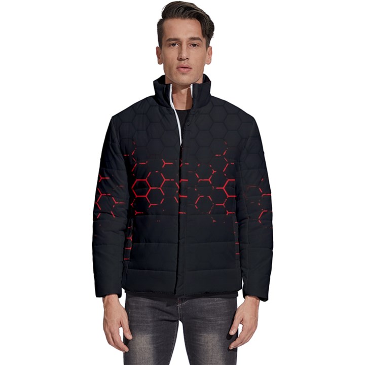 Abstract Pattern Honeycomb Men s Puffer Bubble Jacket Coat