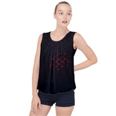 Abstract Pattern Honeycomb Bubble Hem Chiffon Tank Top by Ket1n9