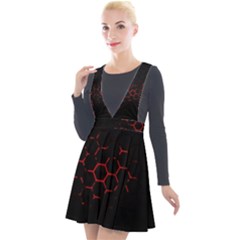 Abstract Pattern Honeycomb Plunge Pinafore Velour Dress by Ket1n9