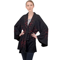 Abstract Pattern Honeycomb Long Sleeve Velvet Kimono  by Ket1n9