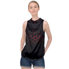 Abstract Pattern Honeycomb High Neck Satin Top by Ket1n9