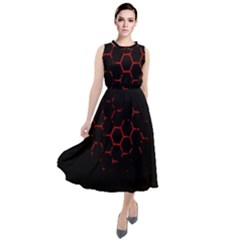 Abstract Pattern Honeycomb Round Neck Boho Dress by Ket1n9